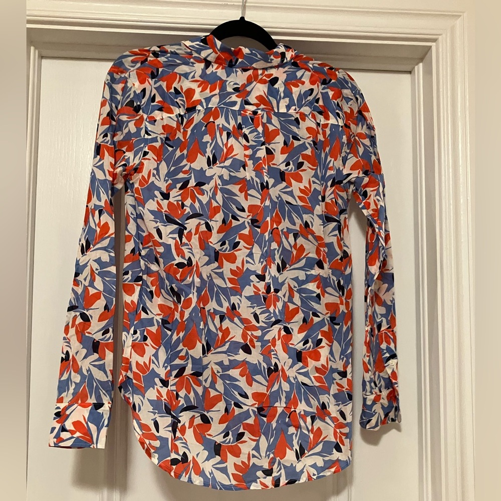 NWT Lauren Ralph Lauren Women’s Small Button Down Floral Shirt Blouse Red Blue - Picture 5 of 10